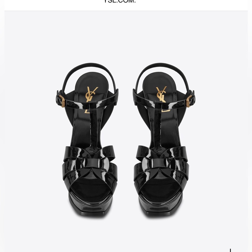 YSL black patent leather tribute platform sandals 105 size 39.5 - Picture 3 of 6